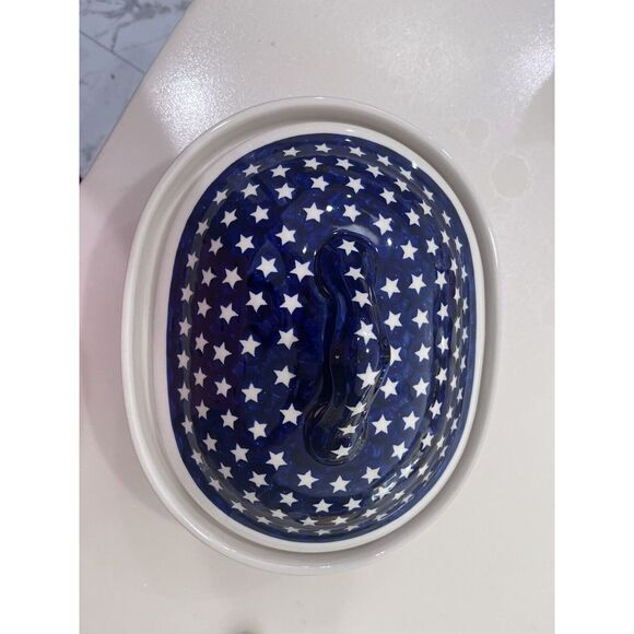 Boleslawiec Polish Pottery Stars Oval Casserole Dish w Lid Dutch Oven NEW - Picture 2 of 9